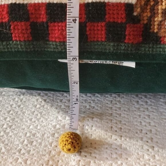 Holiday Cross Stitch Snowman with Birds Zippered ~14"x14"x3" Pillow - Picture 8 of 8